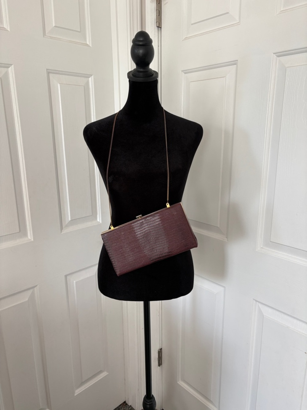 Vintage Retile Print Burgundy Clutch and Crossbody Bag.